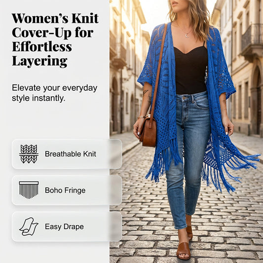 Dames Open-Front Gebreide Cover-Up