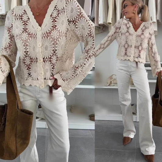 Dames Bloemen Gehaakte Vest