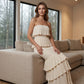 Dames Strapless Gelaagde Ruche Gesmockte Jurk
