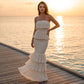Dames Strapless Gelaagde Ruche Gesmockte Jurk