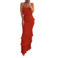 Dames Strapless Gelaagde Ruche Gesmockte Jurk