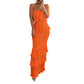 Dames Strapless Gelaagde Ruche Gesmockte Jurk