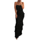 Dames Strapless Gelaagde Ruche Gesmockte Jurk