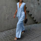 Dames V-hals Mouwloze Top & Wijde Broek Tweetelig Set