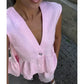 Dames V-hals Mouwloze Top & Wijde Broek Tweetelig Set