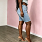 Dames Middelhoge Taille Gescheurde Denim Bermuda Shorts
