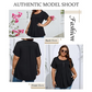 Dames Geplooide Voorkant Pofmouw T-shirt – Elegant, Losse Pasvorm, Veelzijdig