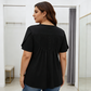 Dames Geplooide Voorkant Pofmouw T-shirt – Elegant, Losse Pasvorm, Veelzijdig