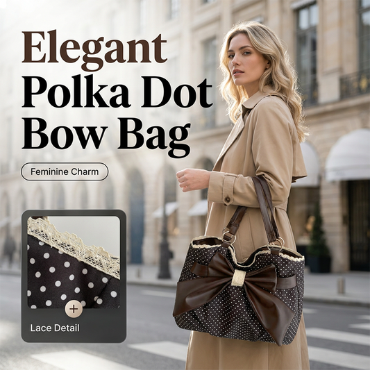 Dames Elegante Polkadot Kant Strik Schoudertas – Tijdloos, Vrouwelijk, Ruim