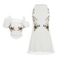 Dames Off-Shoulder Top & Vissenstaart Rok Set – Elegante Bloemen Mesh, Romantisch Silhouet