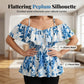 Dames Plus Size Bedrukte Off-Shoulder Ruche Cami Top – Elegant, Ademend, Zomers