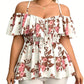Dames Plus Size Bedrukte Off-Shoulder Ruche Cami Top – Elegant, Ademend, Zomers