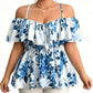 Dames Plus Size Bedrukte Off-Shoulder Ruche Cami Top – Elegant, Ademend, Zomers