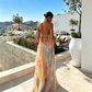 Dames Waterverf Droom Halter Maxi Jurk – Kleurrijk, Rugvrij, Vloeiend A-lijn Silhouet