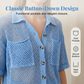 👚 50% KORTING ✨ Gebreid overhemd met knopen en korte mouwen – Opengewerkte stof, borstzakken en een luchtige pasvorm – Perfect voor een casual of chique zomerse look – comfortabel en ademend 🧶
