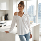 Dames Casual Off-Shoulder Blouse met Knoopsluiting