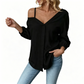 Dames Casual Off-Shoulder Blouse met Knoopsluiting