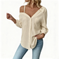 Dames Casual Off-Shoulder Blouse met Knoopsluiting