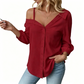 Dames Casual Off-Shoulder Blouse met Knoopsluiting