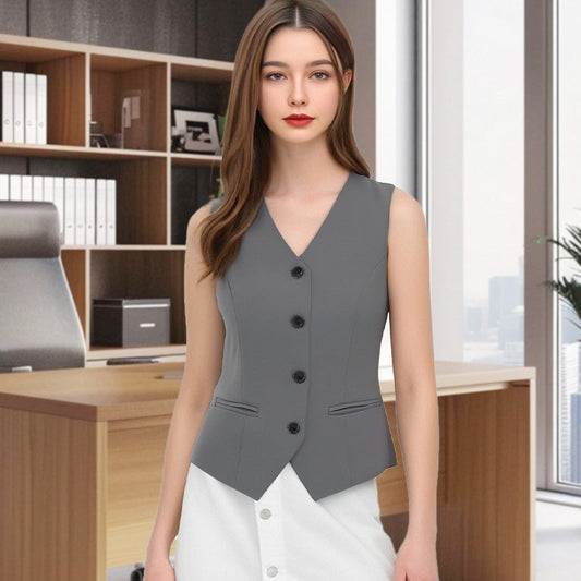 Elegante Dames V-Hals Vest met Knoopsluiting