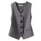 Elegante Dames V-Hals Vest met Knoopsluiting