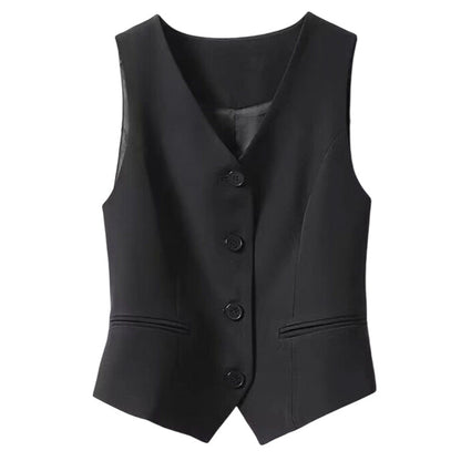 Elegante Dames V-Hals Vest met Knoopsluiting
