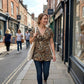 Women's V-Neck Twist-Front Leopard Print Top