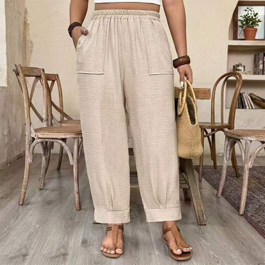 Dames Relaxed Fit Broek met Omgeslagen Enkels