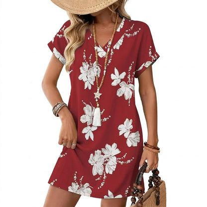 Dames Zomer Casual V-hals T-shirt Jurk