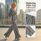 Dames Gestreepte Crop Top & Wijde Pijp Broek Set