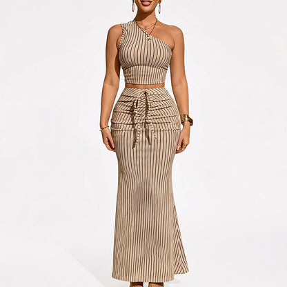 Elegante Asymmetrische Croptop en Hoge Taille Rokset