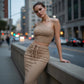 Elegante Asymmetrische Croptop en Hoge Taille Rokset