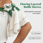 Dames Romantische Bloemen Ruche Mouw Top