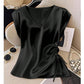 Dames Effen Kleur Zijdezachte V-Hals Top