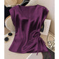 Dames Effen Kleur Zijdezachte V-Hals Top