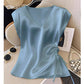 Dames Effen Kleur Zijdezachte V-Hals Top