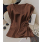 Dames Effen Kleur Zijdezachte V-Hals Top