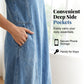 Vestito Maxi in Denim Senza Maniche da Donna con Tasche