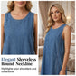 Vestito Maxi in Denim Senza Maniche da Donna con Tasche