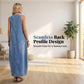 Vestito Maxi in Denim Senza Maniche da Donna con Tasche