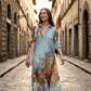 ⏰💰 50% DI SCONTO – Abito Maxi con Stampa Retrò Elegante | Scollo a V Boho + Vestibilità Fluente | Perfetto per Spiaggia e Vacanze 🌺🌊✨