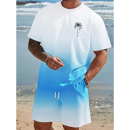 ⏳🔥SCONTO 50% A TEMPO LIMITATO! 🌊Set Maglietta a Maniche Corte e Pantaloncini Sfumati da Uomo