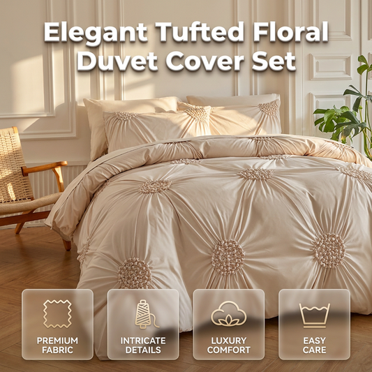 🛏️ ☁️Elegant Pinch Pleat Duvet Cover Set