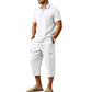 🎉 2026 Sale — Over 73,000 Sold! 👕 Men Summer Linen Set Loose Shirt and Cargo Shorts Two Piece Outfit