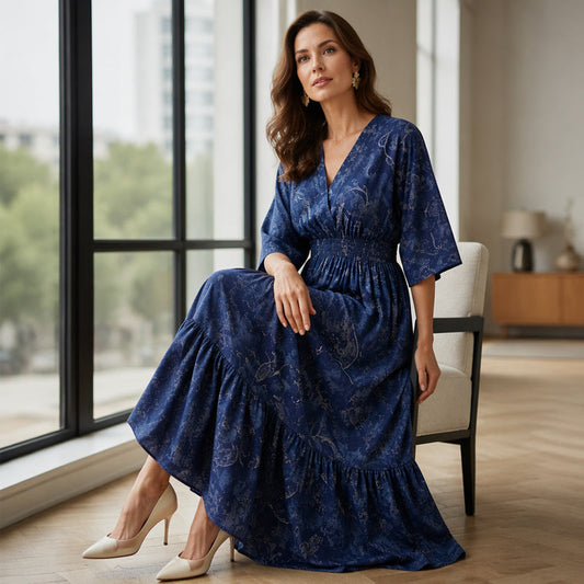 📢📢50% OFF !! ⏰Women's Elegant V-Neck Printed Dress