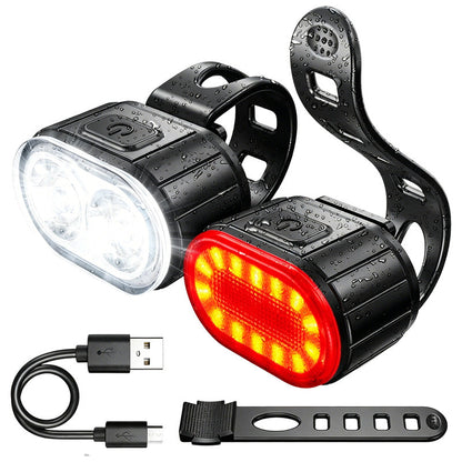 USB Rechargeable Bike Light Set 🚲🔦 Light Up the Road, Ride Home Safe – No Batteries, No Fuss ✨
