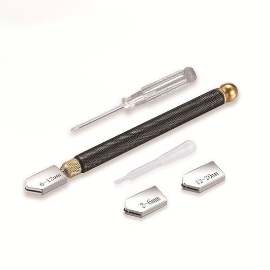 Professional glass cutter set with oil feed