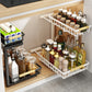 2-Tier Adjustable Pull-Out Cabinet Storage Rack