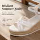 Women's Platform Wedge Sandals Straw Woven Ankle Strap Open Toe Shoes